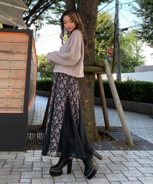 ENVYM(アンビー)の「ヘムスウィッチングロングSK(スカート・レディース・ブラック/ベージュ・FREE)」の9枚目の写真