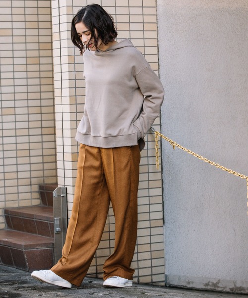 Munich（ミューニック）の「リネンライクトリアセテートワイドパンツ(セットアップ可）（スラックス・レディース・ブラック/ブラウン/ライトグリーン/キナリ・S/M/XS）」の14枚目の写真