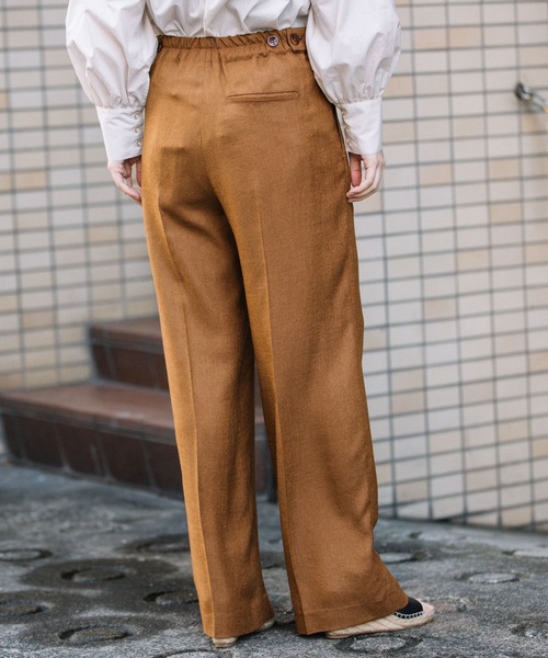 Munich（ミューニック）の「リネンライクトリアセテートワイドパンツ(セットアップ可）（スラックス・レディース・ブラック/ブラウン/ライトグリーン/キナリ・S/M/XS）」の19枚目の写真