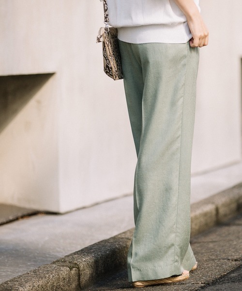 Munich（ミューニック）の「リネンライクトリアセテートワイドパンツ(セットアップ可）（スラックス・レディース・ブラック/ブラウン/ライトグリーン/キナリ・S/M/XS）」の10枚目の写真