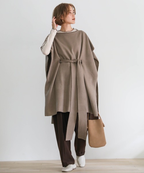 ウエストベルトニットポンチョ（その他トップス）｜select MOCA