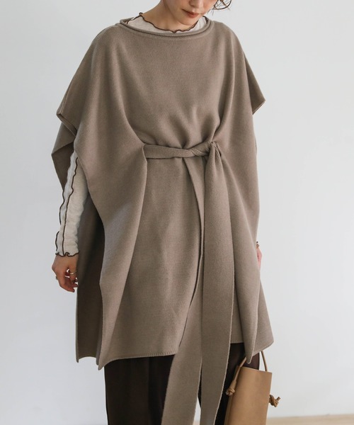 ウエストベルトニットポンチョ（その他トップス）｜select MOCA
