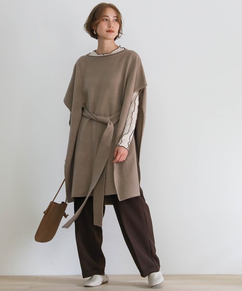 select MOCA（セレクトモカ）の「ウエストベルトニットポンチョ（その他トップス・レディース・アイボリー/キャメル/アッシュ・FREE）」の10枚目の写真