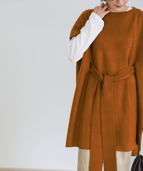 ウエストベルトニットポンチョ（その他トップス）｜select MOCA