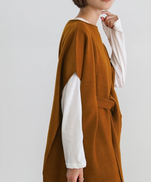 ウエストベルトニットポンチョ（その他トップス）｜select MOCA