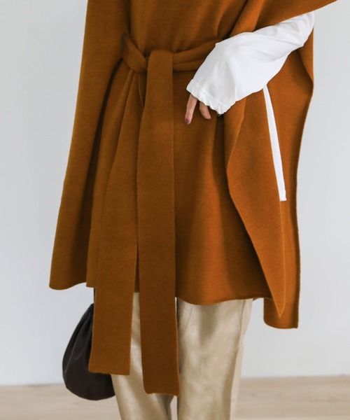 ウエストベルトニットポンチョ（その他トップス）｜select MOCA