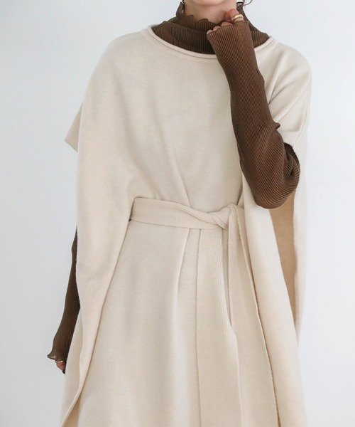 ウエストベルトニットポンチョ（その他トップス）｜select MOCA