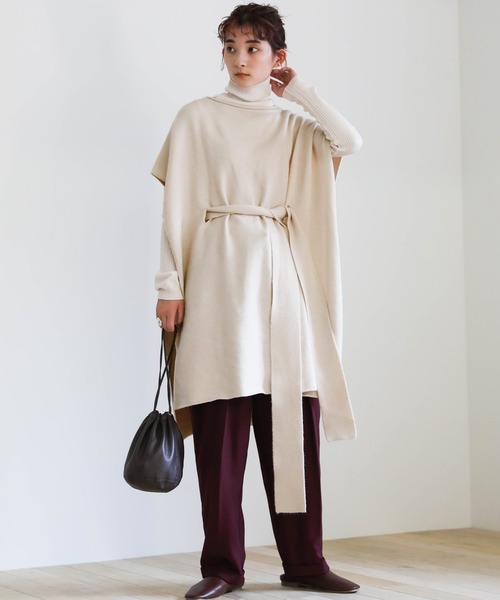 ウエストベルトニットポンチョ（その他トップス）｜select MOCA