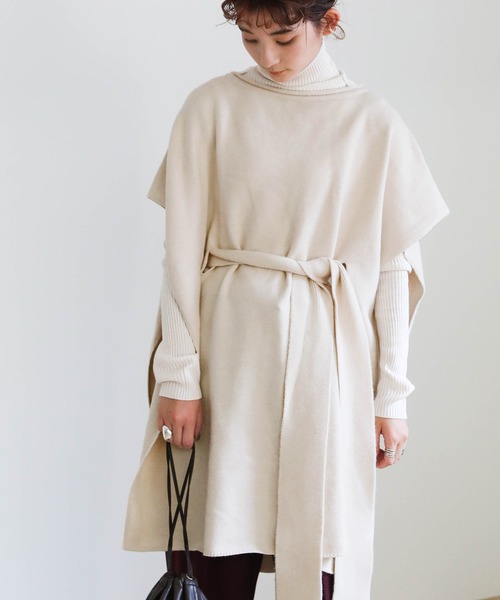 ウエストベルトニットポンチョ（その他トップス）｜select MOCA