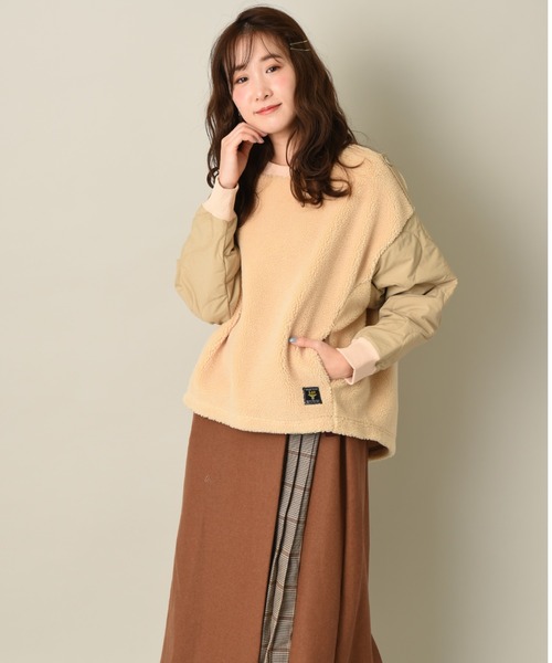 Lee(リー)の「【Lee】KILTTING SLEEVE PULLOVER(ニット/セーター・レディース・ベージュ/グリーン・FREE)」の14枚目の写真