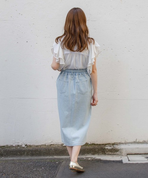flower（フラワー）の「ティディーデニムスカート（デニムスカート・レディース・ホワイト/ブルー・FREE）」の5枚目の写真