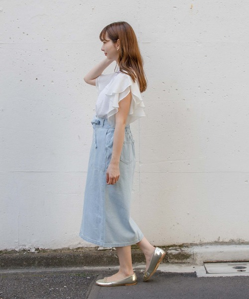 flower（フラワー）の「ティディーデニムスカート（デニムスカート・レディース・ホワイト/ブルー・FREE）」の11枚目の写真