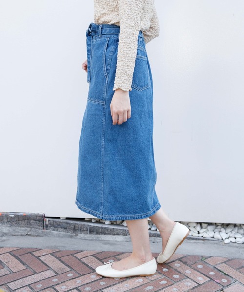 flower（フラワー）の「ティディーデニムスカート（デニムスカート・レディース・ホワイト/ブルー・FREE）」の14枚目の写真