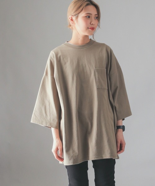 Goodwear(グッドウェア)の「Good wear グッドウェア SUPER BIGシルエット ポケットTシャツ 2W7-2501(Tシャツ/カットソー・メンズ・杢グレー/マスタード/ブラック/ホワイト/ライトブルー/チャコールグレー/ライトカーキ/ベージュ/ネイビー/スモークピンク/ライトベージュ/ライトパープル/カーキブラウン/グレー/ブルー系その他/イエロー系その他/オレンジ系その他/ミント/ダークグリーン/ライトピンク/グレー系その他・S/M/L/XL)」の8枚目の写真