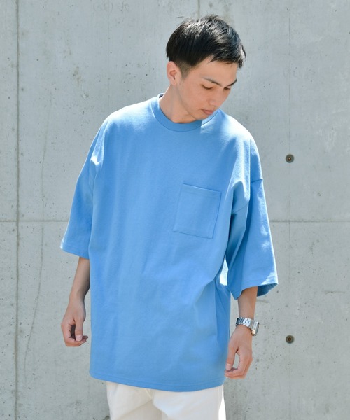 Goodwear(グッドウェア)の「Good wear グッドウェア SUPER BIGシルエット ポケットTシャツ 2W7-2501(Tシャツ/カットソー・メンズ・杢グレー/マスタード/ブラック/ホワイト/ライトブルー/チャコールグレー/ライトカーキ/ベージュ/ネイビー/スモークピンク/ライトベージュ/ライトパープル/カーキブラウン/グレー/ブルー系その他/イエロー系その他/オレンジ系その他/ミント/ダークグリーン/ライトピンク/グレー系その他・S/M/L/XL)」の13枚目の写真