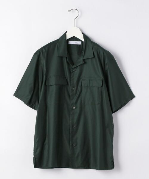 green label relaxing(グリーンレーベルリラクシング)の「CM ライト モールスキン ダブル パッチ オープンカラー 半袖 シャツ(シャツ/ブラウス・メンズ・ダークグリーン/ベージュ/パープル・LARGE/SMALL/X-LARGE/MEDIUM)」の2枚目の写真
