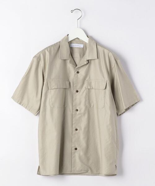 green label relaxing(グリーンレーベルリラクシング)の「CM ライト モールスキン ダブル パッチ オープンカラー 半袖 シャツ(シャツ/ブラウス・メンズ・ダークグリーン/ベージュ/パープル・LARGE/SMALL/X-LARGE/MEDIUM)」の8枚目の写真