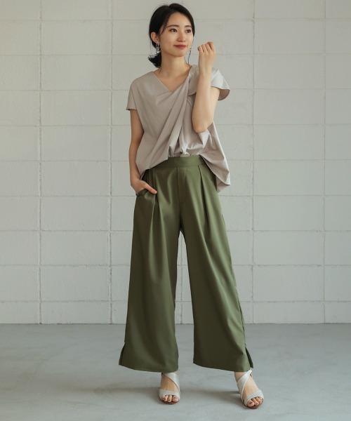 Bou Jeloud(ブージュルード)の「サラッとワイドパンツ(その他パンツ・レディース・カーキ/ネイビー/ホワイト系その他・FREE)」の7枚目の写真