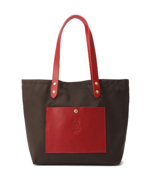 IL BISONTE（イルビゾンテ）の「IL BISONTE / CANVAS x LEATHER / トートバッグ（トートバッグ・レディース・ブラック/ダークブラウン/レッド/ライトブラウン/ブラック×ブラック/ブラック系その他/ライトオリーブ/ダークブラウン系/ネイビー・FREE）」の6枚目の写真