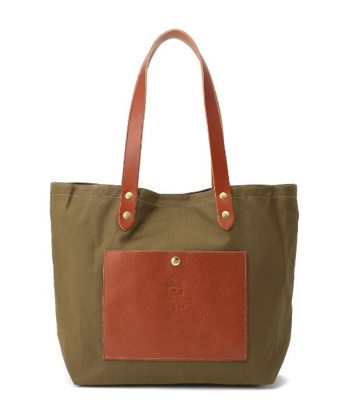 IL BISONTE（イルビゾンテ）の「IL BISONTE / CANVAS x LEATHER / トートバッグ（トートバッグ・レディース・ブラック/ダークブラウン/レッド/ライトブラウン/ブラック×ブラック/ブラック系その他/ライトオリーブ/ダークブラウン系/ネイビー・FREE）」の7枚目の写真