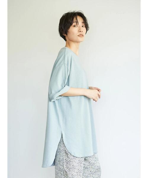 AMERICAN HOLIC（アメリカンホリック）の「前後差5分袖カットチュニック　＊（Tシャツ/カットソー・レディース・オフホワイト/チャコールグレー/ブラウン/サックスブルー/ベージュ・FREE）」の10枚目の写真