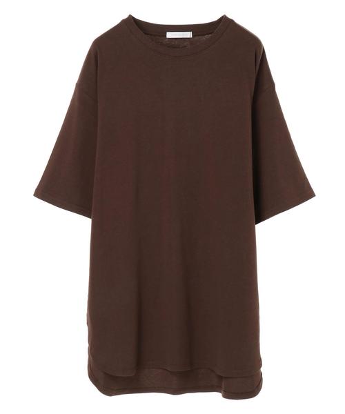 AMERICAN HOLIC（アメリカンホリック）の「前後差5分袖カットチュニック　＊（Tシャツ/カットソー・レディース・オフホワイト/チャコールグレー/ブラウン/サックスブルー/ベージュ・FREE）」の21枚目の写真