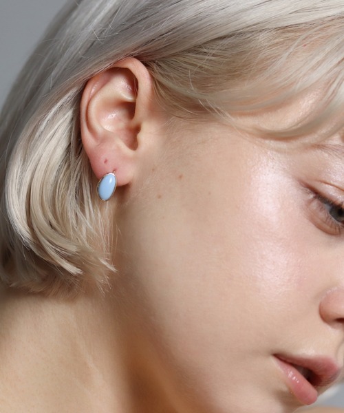【おトク】 カラーストーン 〈ブルーオパール K10YG | ピアス アクセサリー