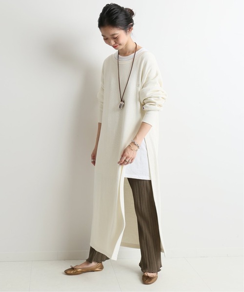 ワンピース ワンピース Slobe 手洗い可 Slobe ワンピース Slobe別注クルーネックスリット Iena スローブイエナ のファッション セール Champion チャンピオン
