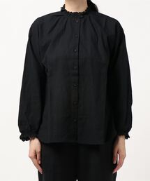 Samansa Mos2 | 衿刺繍シャーリング前開きブラウス(シャツ/ブラウス)