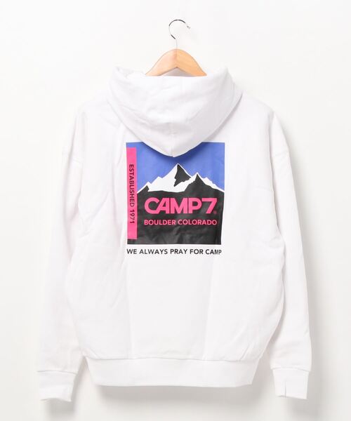 CAMP7（キャンプセブン）の「【CAMP7】ボックスロゴプリントパーカー（パーカー・レディース・ホワイト/ベージュ/グリーン・M/L）」の4枚目の写真