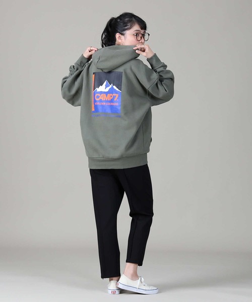 CAMP7（キャンプセブン）の「【CAMP7】ボックスロゴプリントパーカー（パーカー・レディース・ホワイト/ベージュ/グリーン・M/L）」の10枚目の写真