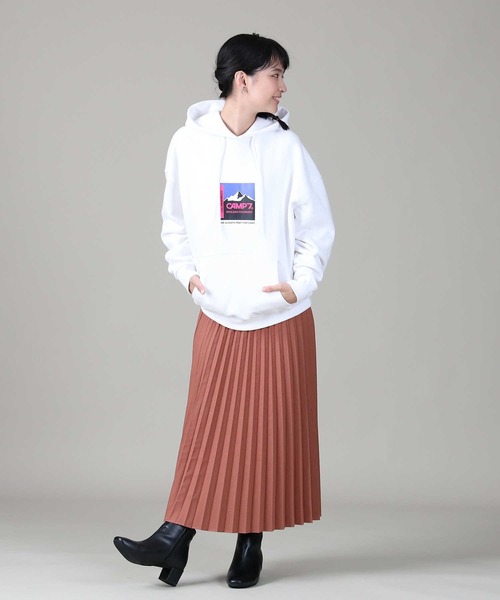 CAMP7（キャンプセブン）の「【CAMP7】ボックスロゴプリントパーカー（パーカー・レディース・ホワイト/ベージュ/グリーン・M/L）」の15枚目の写真