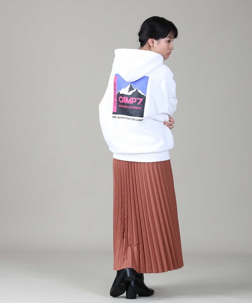 CAMP7（キャンプセブン）の「【CAMP7】ボックスロゴプリントパーカー（パーカー・レディース・ホワイト/ベージュ/グリーン・M/L）」の16枚目の写真