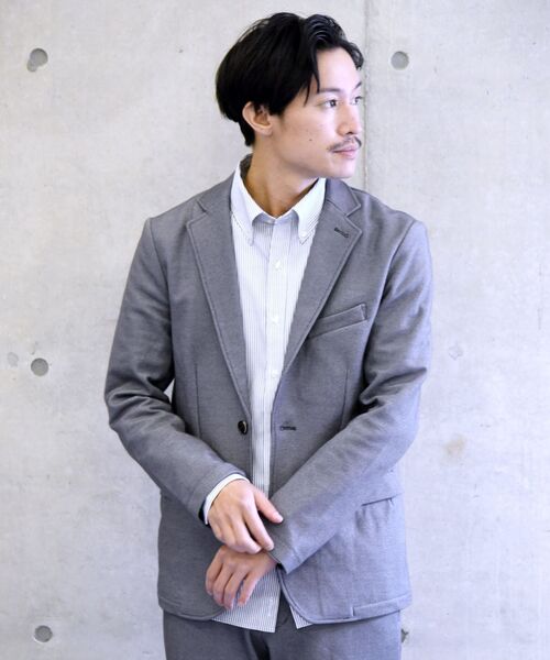 SHIPS(シップス)の「【WEB限定】SHIPS: ≪手洗い可能≫ セットアップ対応 SOLOTEX(R) ジャージー ジャケット(テーラードジャケット・メンズ・カーキ/ネイビー/ブラック/チャコールグレー・X-LARGE/XX-LARGE/SMALL/MEDIUM/LARGE)」の3枚目の写真