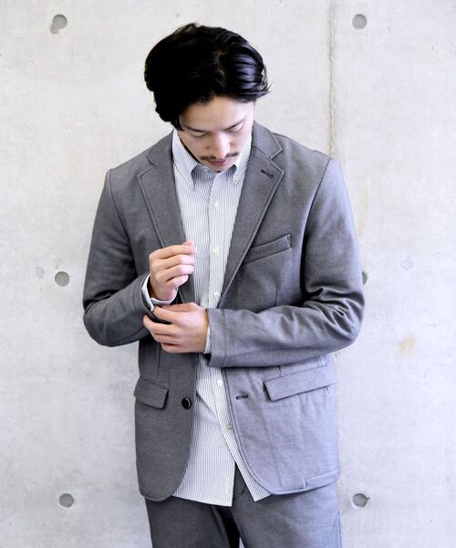 SHIPS(シップス)の「【WEB限定】SHIPS: ≪手洗い可能≫ セットアップ対応 SOLOTEX(R) ジャージー ジャケット(テーラードジャケット・メンズ・カーキ/ネイビー/ブラック/チャコールグレー・X-LARGE/XX-LARGE/SMALL/MEDIUM/LARGE)」の5枚目の写真