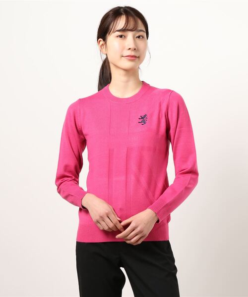 Admiral Golf（アドミラル　ゴルフ）の「[アドミラル ゴルフ] レディース ユニオンジャック クルーネックニット　 （ニット/セーター・レディース・ネイビー/グリーン/レッド/ブラック/ホワイト/オレンジ/ピンク系その他・M/L）」の6枚目の写真