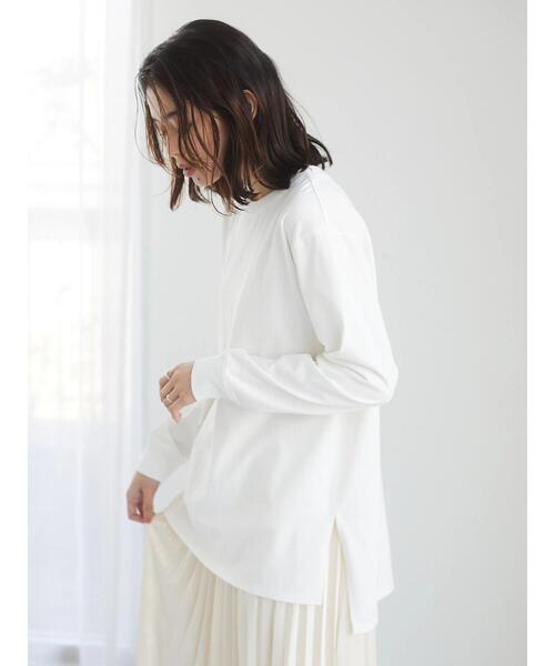 Green Parks(グリーンパークス)の「ホワイトインナークルーネックスリット*(Tシャツ/カットソー・レディース・オフホワイト・FREE)」の6枚目の写真