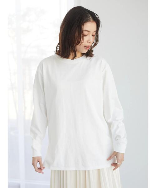 Green Parks(グリーンパークス)の「ホワイトインナークルーネックスリット*(Tシャツ/カットソー・レディース・オフホワイト・FREE)」の3枚目の写真