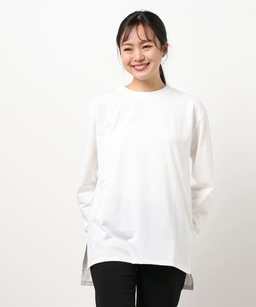 Green Parks(グリーンパークス)の「ホワイトインナークルーネックスリット*(Tシャツ/カットソー・レディース・オフホワイト・FREE)」の11枚目の写真