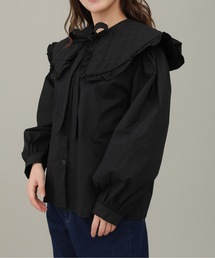【ZOZO限定】サキシマamp「リボンツキビックカラーデザインブラウス」