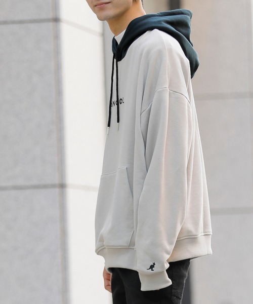 KANGOL(カンゴール)の「【 KANGOL × A.S.M コラボ 】 カンゴール ユニセックス T/C裏毛 スウェット オーバーサイズ ビッグ コンビ パーカー(パーカー・メンズ・ミント/サックスブルー/ホワイト/ラベンダー/ブラック/グレイッシュベージュ・50/48)」の16枚目の写真