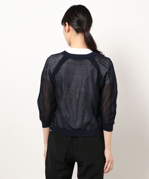 NOMBRE IMPAIR（ノンブルアンペール）の「メッシュ編み　ラグランカーデ（カーディガン/ボレロ・レディース・ホワイト/ネイビー・FREE）」の16枚目の写真