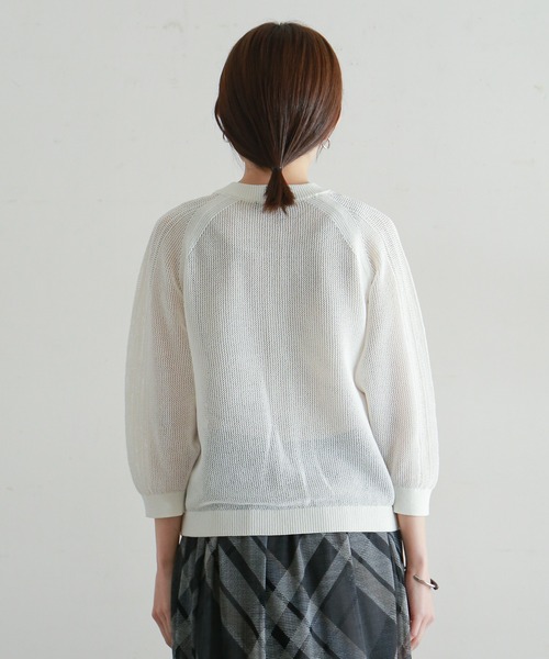 NOMBRE IMPAIR（ノンブルアンペール）の「メッシュ編み　ラグランカーデ（カーディガン/ボレロ・レディース・ホワイト/ネイビー・FREE）」の13枚目の写真