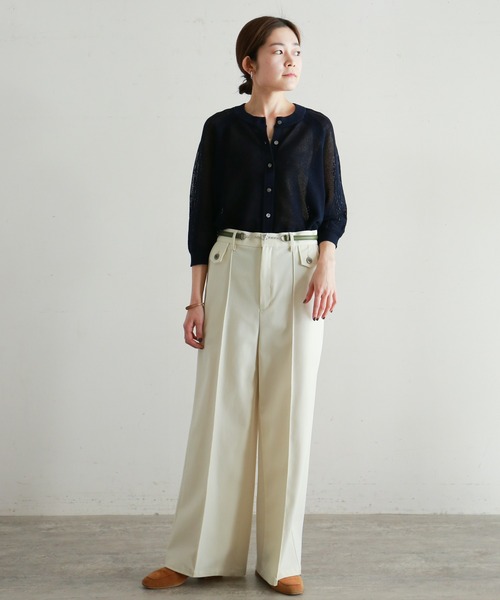 NOMBRE IMPAIR（ノンブルアンペール）の「メッシュ編み　ラグランカーデ（カーディガン/ボレロ・レディース・ホワイト/ネイビー・FREE）」の3枚目の写真