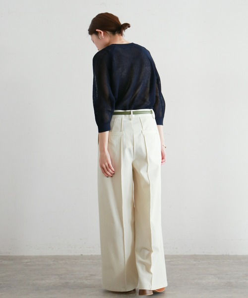 NOMBRE IMPAIR（ノンブルアンペール）の「メッシュ編み　ラグランカーデ（カーディガン/ボレロ・レディース・ホワイト/ネイビー・FREE）」の5枚目の写真