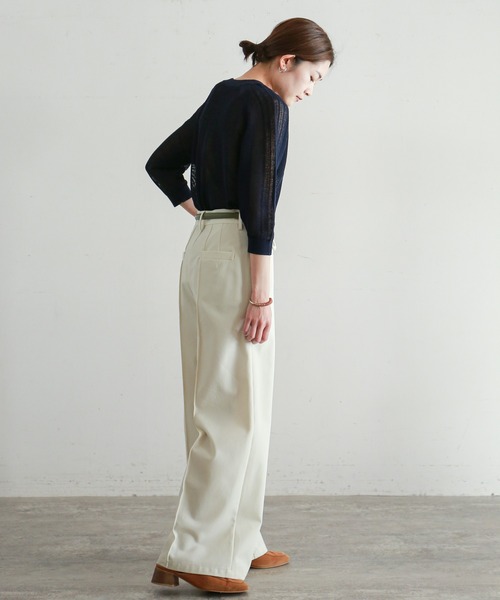 NOMBRE IMPAIR（ノンブルアンペール）の「メッシュ編み　ラグランカーデ（カーディガン/ボレロ・レディース・ホワイト/ネイビー・FREE）」の6枚目の写真