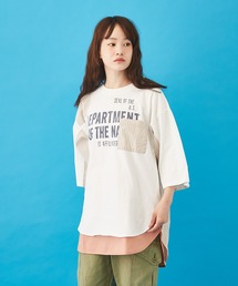 CUBE SUGAR（キューブシュガー）の「リサイクル天竺 × 布帛 リメイク風 ビッグＴシャツ（Tシャツ/カットソー）」