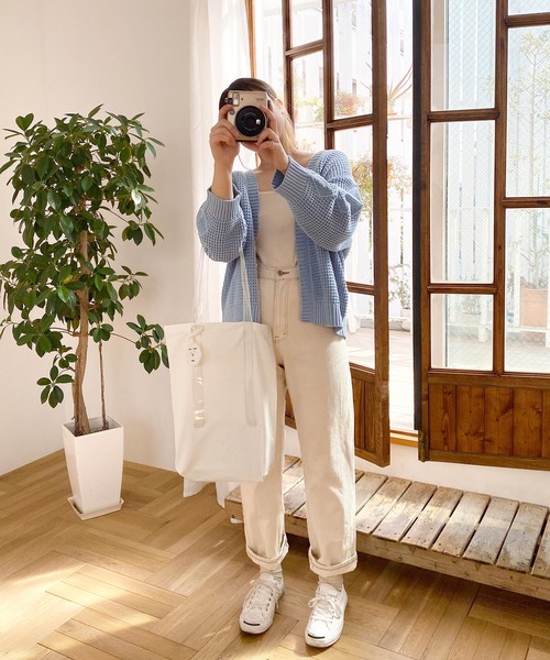 mimi toujours（ミミトゥジュール）の「ニット カーディガン ワッフル編み omom×mimi toujours（カーディガン/ボレロ・レディース・ベージュ/ブルー系その他・M）」の13枚目の写真