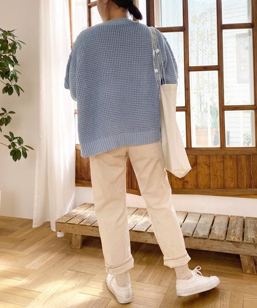 mimi toujours（ミミトゥジュール）の「ニット カーディガン ワッフル編み omom×mimi toujours（カーディガン/ボレロ・レディース・ベージュ/ブルー系その他・M）」の18枚目の写真