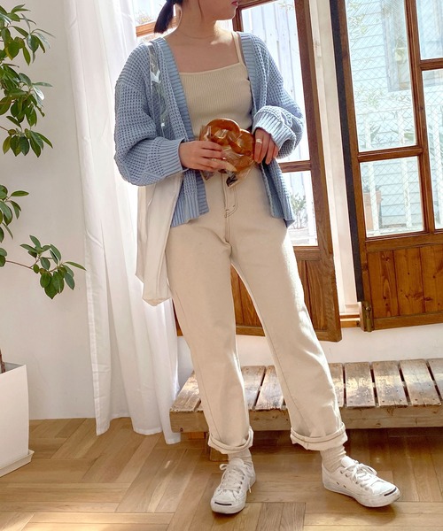 mimi toujours（ミミトゥジュール）の「ニット カーディガン ワッフル編み omom×mimi toujours（カーディガン/ボレロ・レディース・ベージュ/ブルー系その他・M）」の19枚目の写真